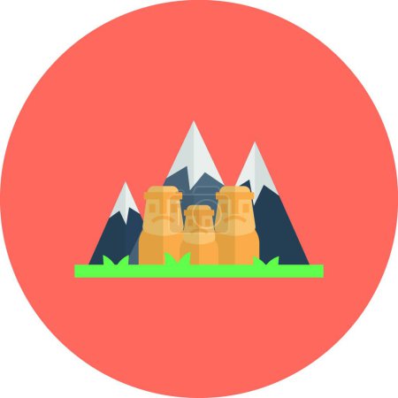 Illustration for Monuments in mountains, simple vector icon - Royalty Free Image