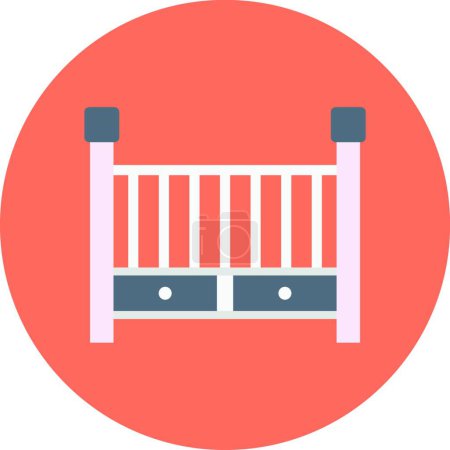 Téléchargez les illustrations : Illustration vectorielle d'icône de lit bébé - en licence libre de droit