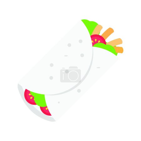 Téléchargez les illustrations : Shawarma roll, icône de la nourriture simple - en licence libre de droit