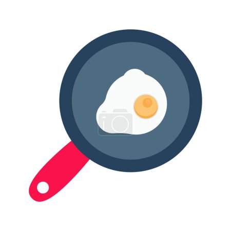 Téléchargez les illustrations : Omelette sur casserole, icône de la nourriture simple - en licence libre de droit
