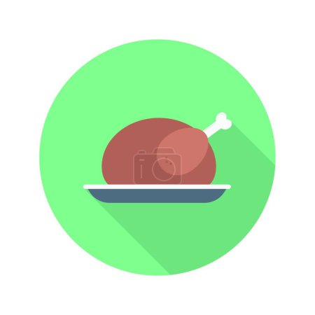 Téléchargez les illustrations : Poulet cuit au four, icône de la nourriture simple - en licence libre de droit