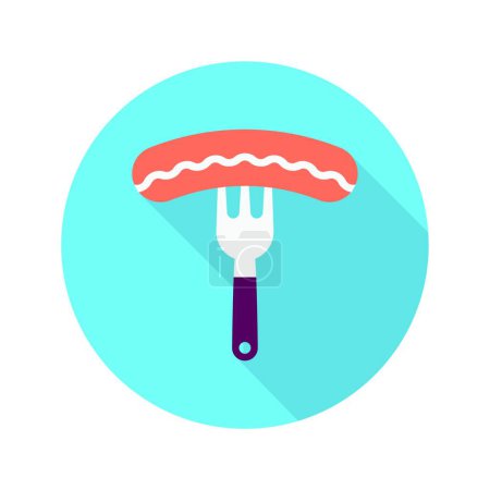 Ilustración de Tenedor con salchicha, icono de comida simple - Imagen libre de derechos