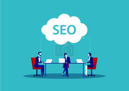 Illustration for Team business search engine optimization Concept of SEO - Royalty Free Image