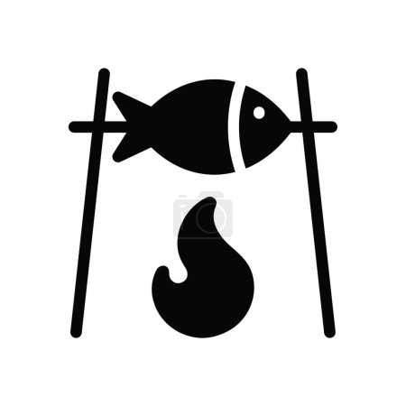 Téléchargez les illustrations : Cuisson poisson icône vectoriel illustration - en licence libre de droit