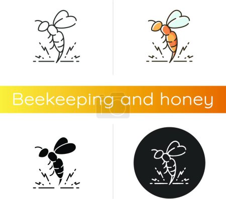 Ilustración de Juego de iconos de veneno de abeja - Imagen libre de derechos