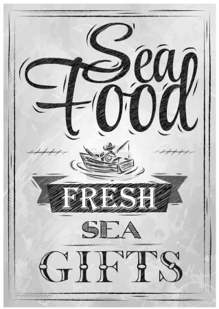 Illustration for Poster sea food coal, vector illustration simple design - Royalty Free Image