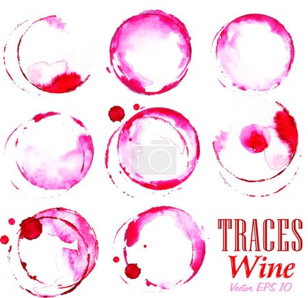 Illustration for Set traces red wine marks, vector illustration simple design - Royalty Free Image
