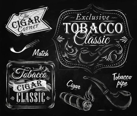 Téléchargez les illustrations : Collection craie de tabac, illustration vectorielle design simple - en licence libre de droit