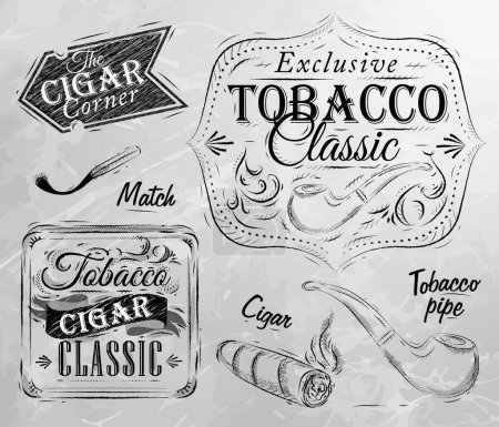 Ilustración de Colección de carbón de tabaco, ilustración vectorial diseño simple - Imagen libre de derechos