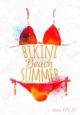 Ilustración de Bikini acuarela, ilustración vectorial diseño simple - Imagen libre de derechos