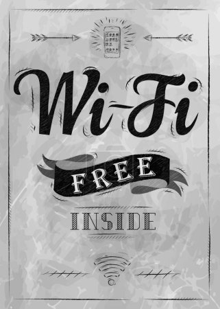 Illustration for Poster free wifi, vector illustration simple design - Royalty Free Image
