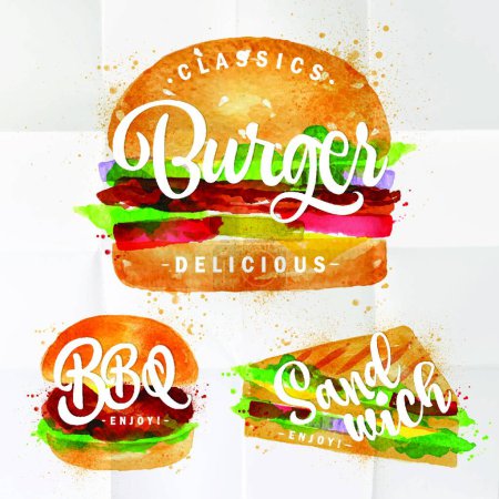 Ilustración de Conjunto de hamburguesas, ilustración vectorial diseño simple - Imagen libre de derechos