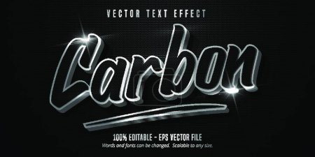 Illustration for Carbon text, shiny silver style editable text effect - Royalty Free Image