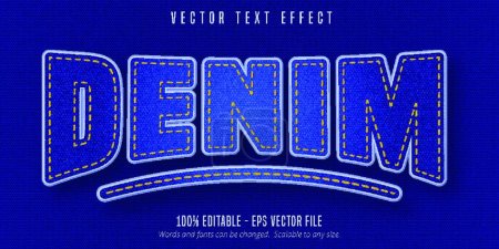 Illustration for Denim text, realistic denim style editable text effect - Royalty Free Image