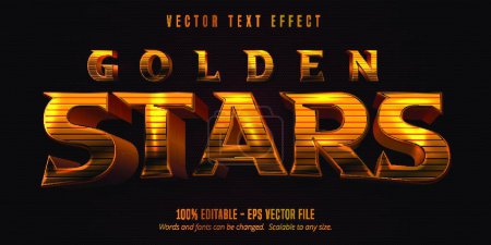 Illustration for Golden stars text, shiny golden style editable text effect - Royalty Free Image