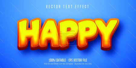 Illustration for Happy text, cartoon style editable text effect, vector illustration simple design - Royalty Free Image
