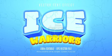 Téléchargez les illustrations : Ice warriors texte, effet de texte modifiable de style jeu de dessin animé, illustration vectorielle conception simple - en licence libre de droit
