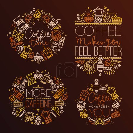 Téléchargez les illustrations : Monogrammes de café, illustration vectorielle design simple - en licence libre de droit