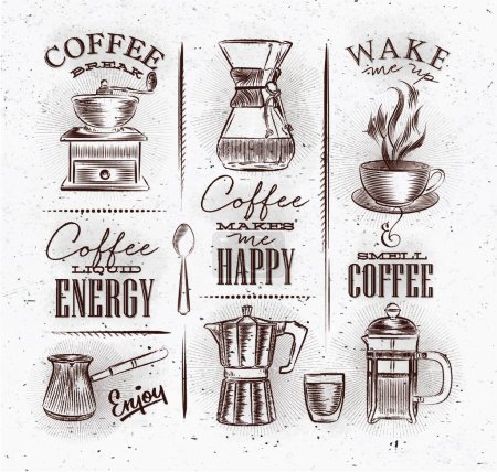 Illustration for Coffee symbols brown, vector illustration simple design - Royalty Free Image