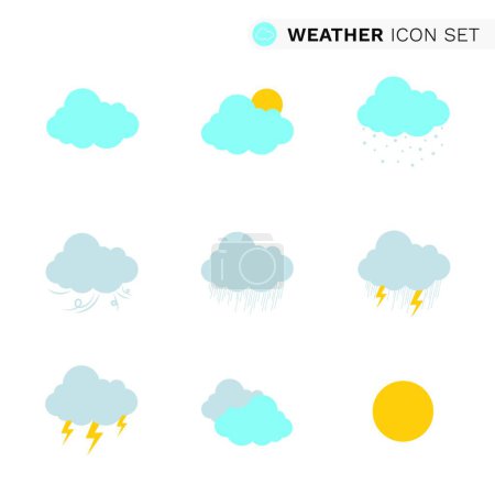 Illustration for "Flat cloud weather season icons set nature design" - Royalty Free Image
