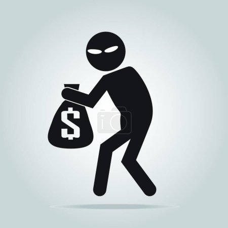 Téléchargez les illustrations : "Méfiez-vous signe pickpocket, illustration icône voleur ", illustration vectorielle - en licence libre de droit