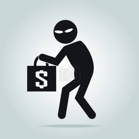 Téléchargez les illustrations : Attention signe pickpocket, illustration icône voleur - en licence libre de droit