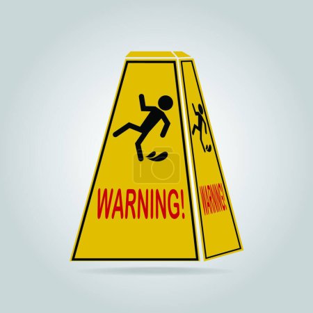 Téléchargez les illustrations : Signe d'avertissement de plancher humide, illustration vectorielle conception simple - en licence libre de droit