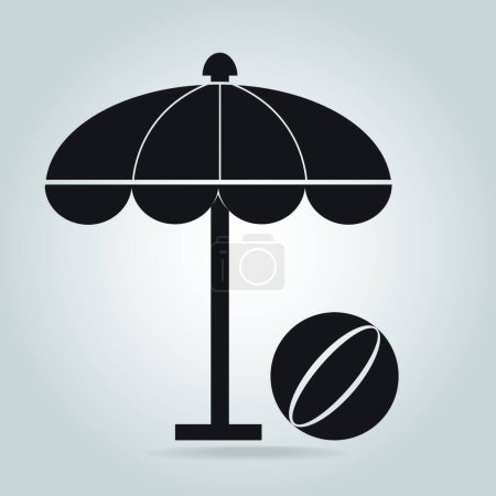 Illustration for Umbrella with beach ball icon, vector illustration simple design - Royalty Free Image