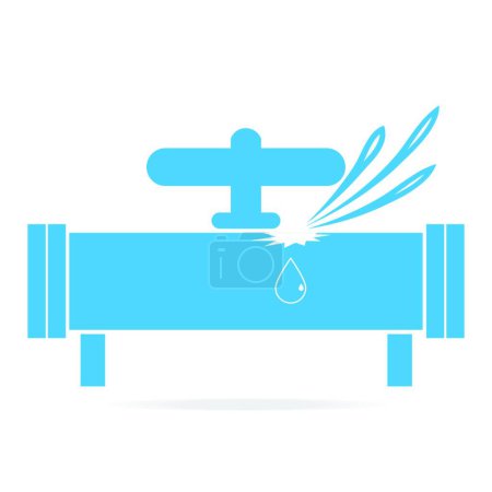 Ilustración de Icono de fuga de agua, icono de tubería, ilustración de vectores diseño simple - Imagen libre de derechos
