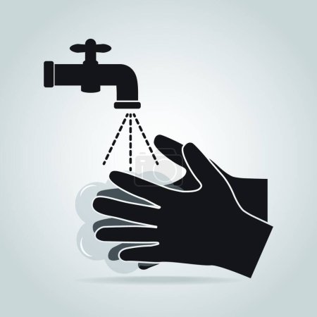 Téléchargez les illustrations : Icône de lavage de la main, illustration vectorielle design simple - en licence libre de droit