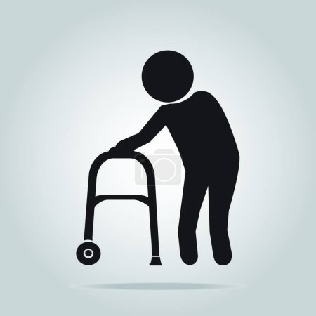 Illustration for "Elderly man and walker symbol illustration" - Royalty Free Image