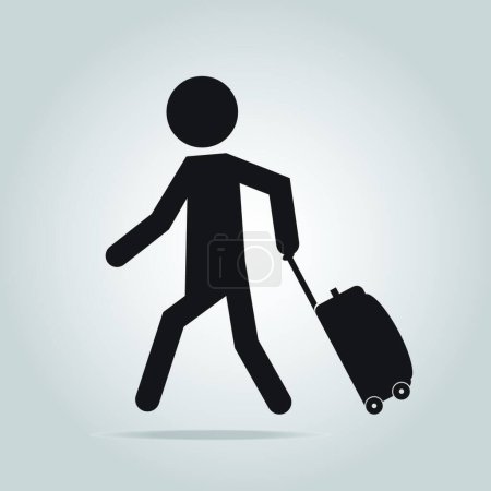 Illustration for Man pulling a Luggage illustration, vector illustration simple design - Royalty Free Image