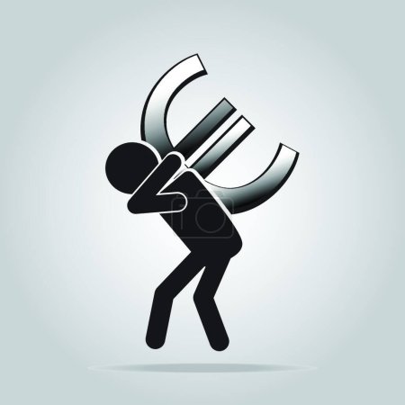Illustration for Man carrying with a money sign, pictogram illustration - Royalty Free Image