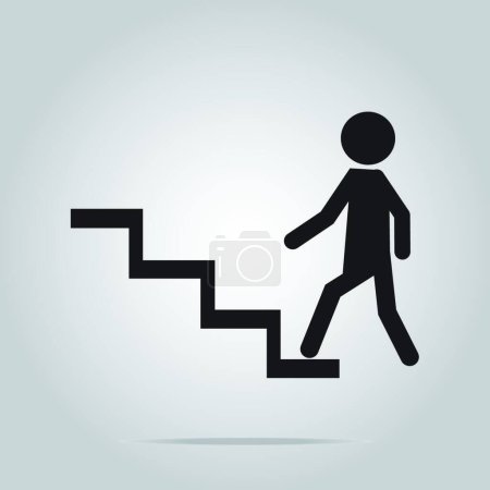 Téléchargez les illustrations : Homme marchant sur l'escalier, concept to goal, illustration vectorielle design simple - en licence libre de droit