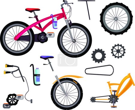 Illustration for Bicycle details set, vector illustration simple design - Royalty Free Image