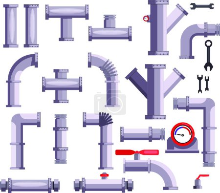 Illustration for Set of tubes and pipes, vector illustration simple design - Royalty Free Image