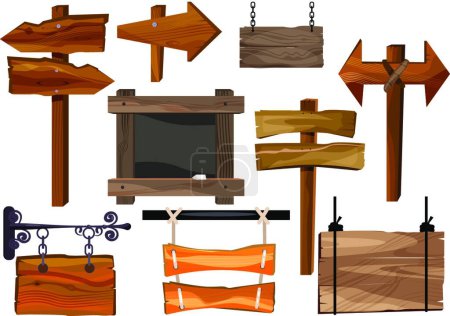 Illustration for Wooden signs set illustration, vector illustration simple design - Royalty Free Image