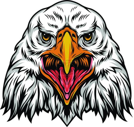 Ilustración de Plantilla de cabeza de águila enojada colorida, ilustración vectorial diseño simple - Imagen libre de derechos
