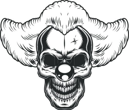 Illustration for Skull angry clown, vector illustration simple design - Royalty Free Image