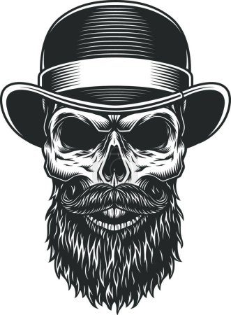 Illustration for Skull in the bowler hat, vector illustration simple design - Royalty Free Image