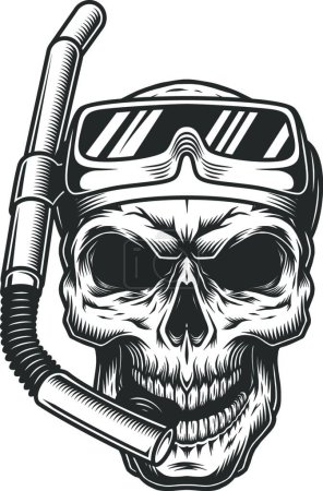 Illustration for Skull in the diving mask, vector illustration simple design - Royalty Free Image