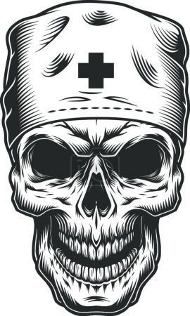 Illustration for Skull in doctor mask, vector illustration simple design - Royalty Free Image