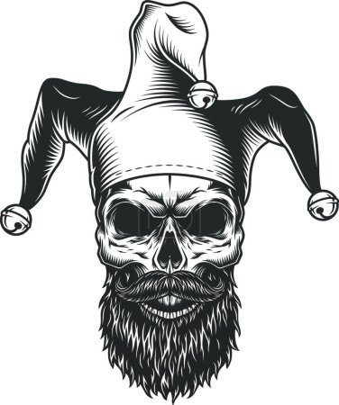 Illustration for Skull in the jester hat, vector illustration simple design - Royalty Free Image