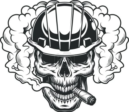 Ilustración de Cráneo en nube de humo, ilustración vectorial diseño simple - Imagen libre de derechos