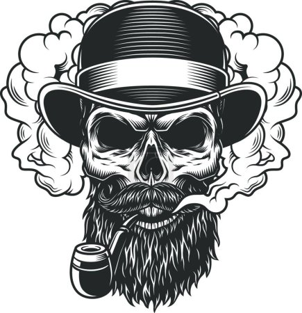 Ilustración de Cráneo en nube de humo, ilustración vectorial diseño simple - Imagen libre de derechos