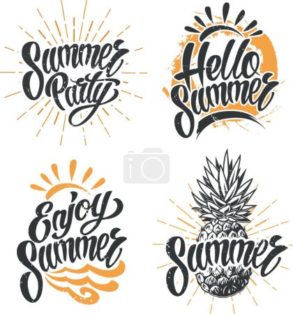 Ilustración de Esquema vintage de verano, ilustración vectorial diseño simple - Imagen libre de derechos