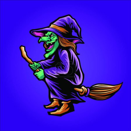 Ilustración de Chamán magia brujería Halloween ilustraciones para mercancía ropa negocio - Imagen libre de derechos