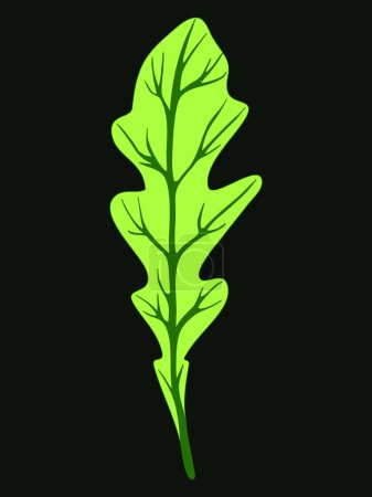 Ilustración de Hoja verde sobre fondo oscuro, ilustración vectorial diseño simple - Imagen libre de derechos