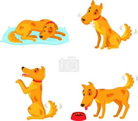Illustration for Dog in different states, vector illustration simple design - Royalty Free Image