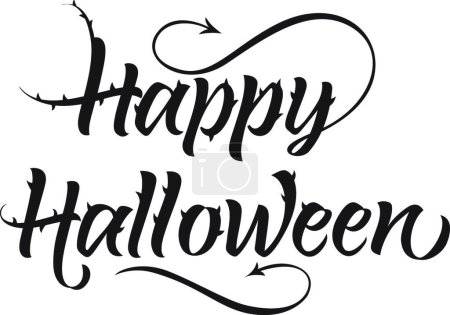 Ilustración de Feliz Halloween letras con espigas, vector ilustración diseño simple - Imagen libre de derechos